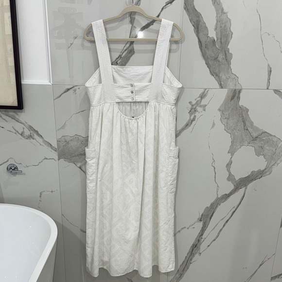 NWT Madewell White Floral Embroidered Textured Cutout Back Midi Dress - Picture 9 of 12